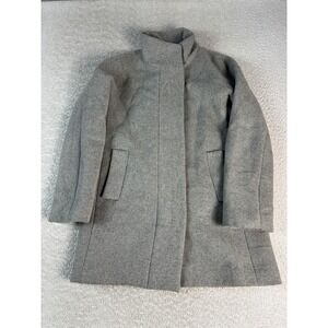 J Crew Coat Womens 4 Gray Wool Blend High Collar Full Zip Modern Minimal Style‎